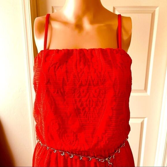 NWT Cache Red Lace Brocade Belted Maxi Dress SMALL - Picture 5 of 16